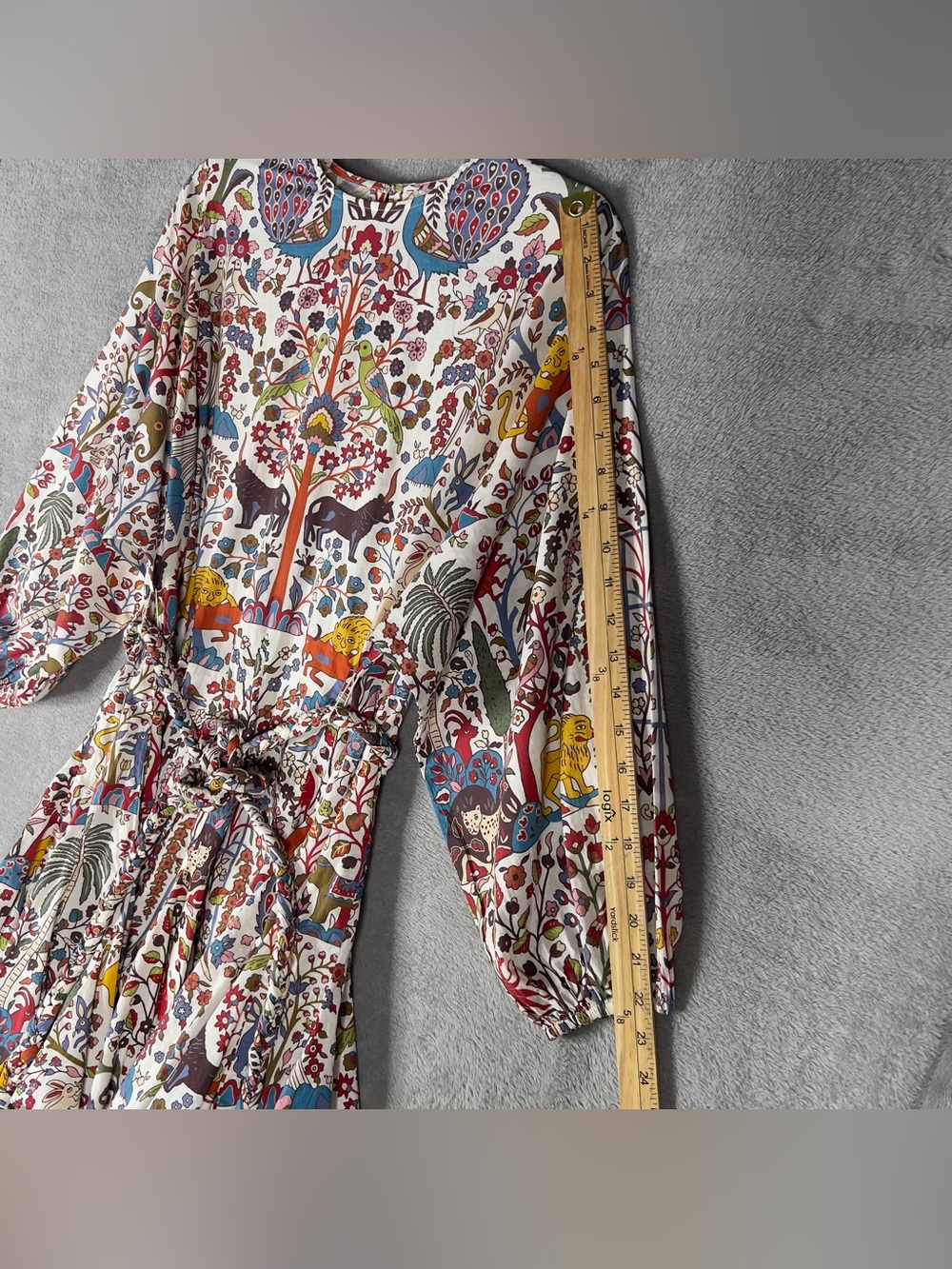 Rhode Ella Jungle Print A-Line Mini Dress Women's XS Belted Boho Long Sleeve - Picture 10 of 11